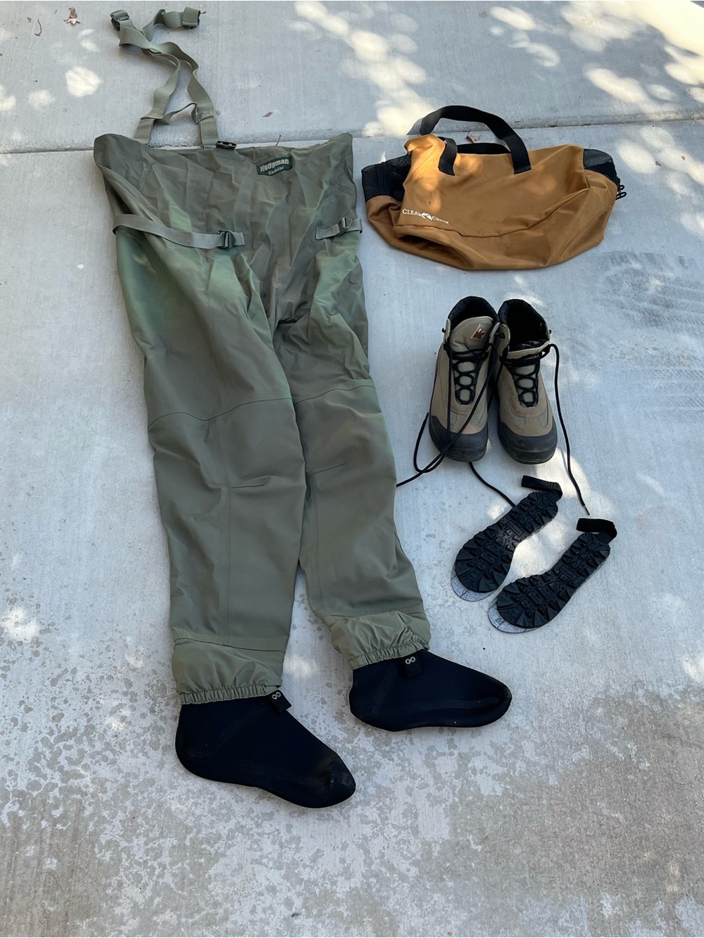 Hodgman Bib Waders with Integrated Socks Size L. Boots Size 10. Worn Once